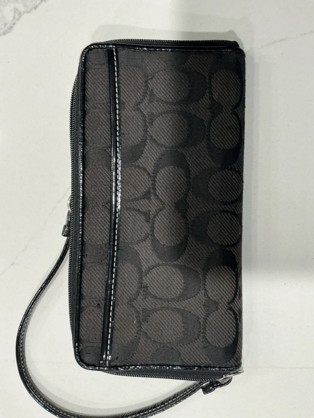 Coach Black Signature Jacquard Wristlet Wallet - Picture 2 of 6